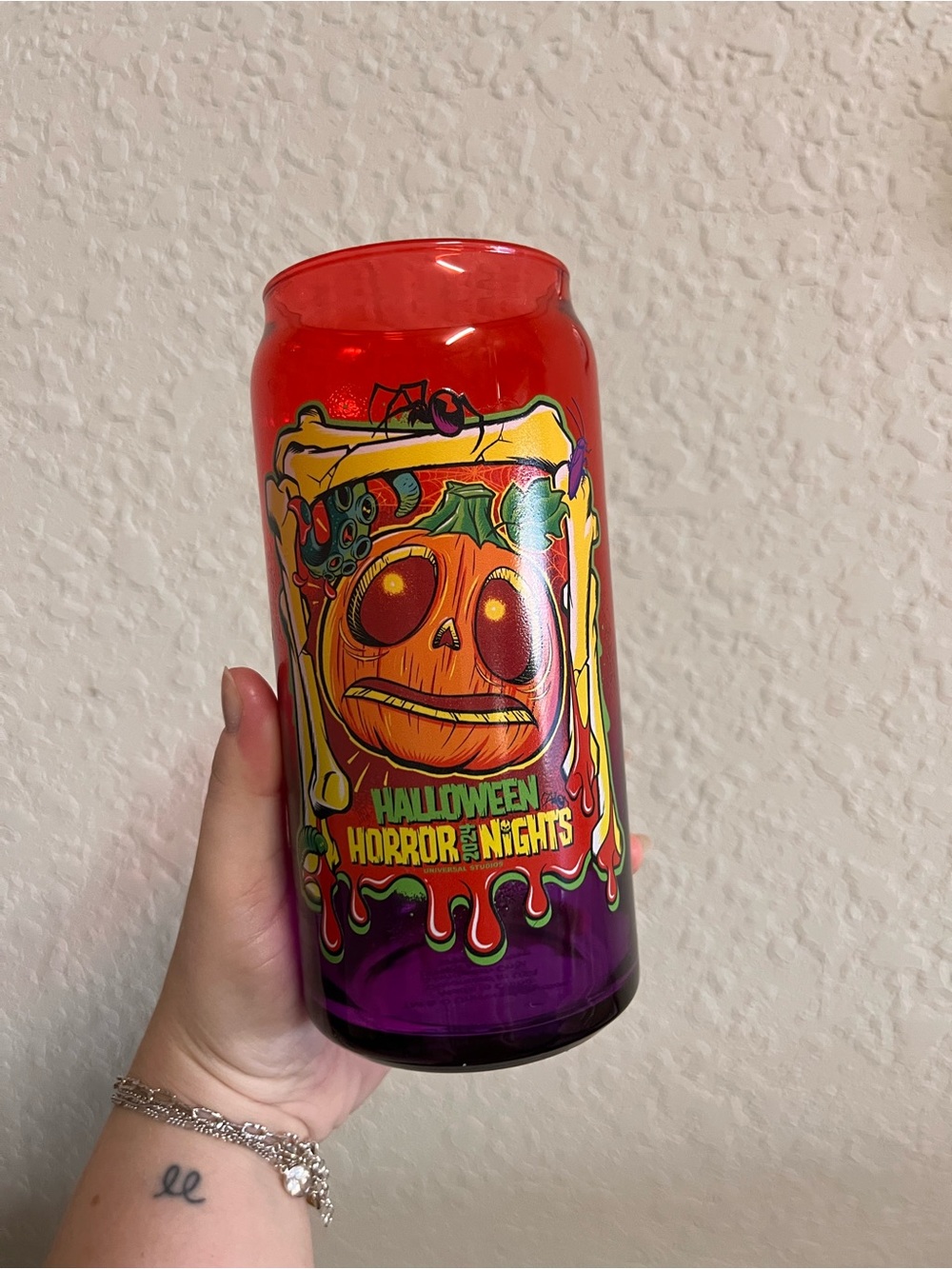 Universal Red and Purple Halloween Horror Nights Drinkware Can Glass